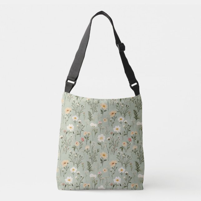 Sac Ajustable Fleurs de prairie sur vert (Devant)