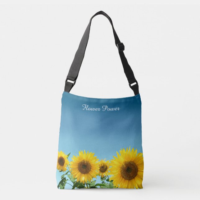 Sac Ajustable Fleurs de soleil élégantes sur les tons bleu ciel (Devant)