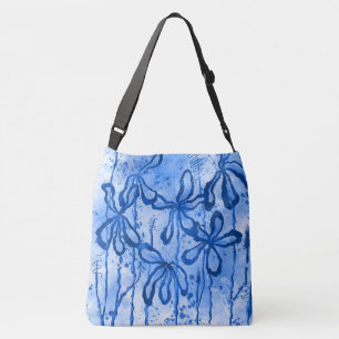Sac Ajustable Fleurs encrées Abstraites en bleu
