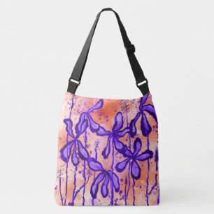 Sac Ajustable Fleurs encrées Abstraites Orange et violet