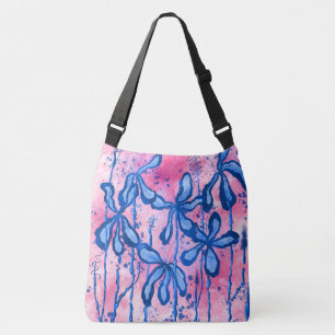 Sac Ajustable Fleurs encrées Abstraites rose et bleu