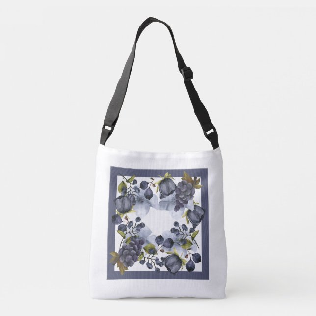 Sac Ajustable Fleurs et fruits bleus dans le cadre (Dos)