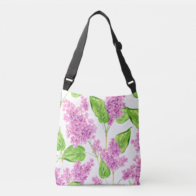 Sac Ajustable Fleurs lilas rose aquarelle (Devant)
