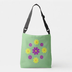 Sac Ajustable Fleurs pourpres et jaunes printanières sur vert