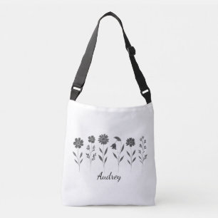 Sac Ajustable Fleurs sauvages noir et blanc Unisexe Ajouter un n