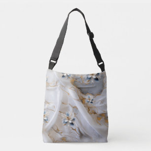 Sac Ajustable Fleurs soies blanches et bleu clair sur un look so