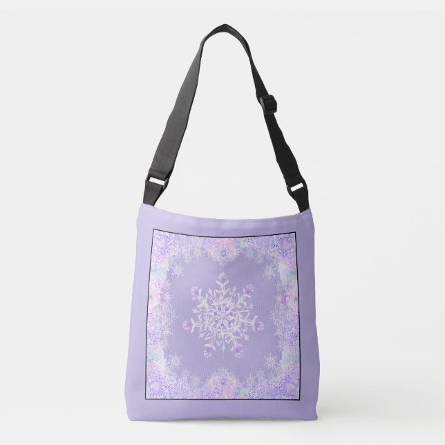 Sac Ajustable flocon de neige violet clair et coeur étincelant (Devant)