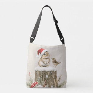 Sac Ajustable Forêt enneigée Bois hivernal Noël Lapin Oiseau