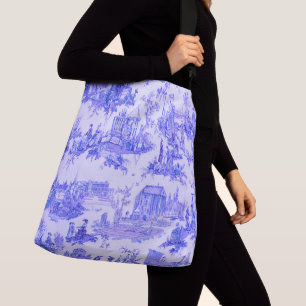 Sac Ajustable Français Bleu Blanc Toile Chinoiserie Style Rustiq
