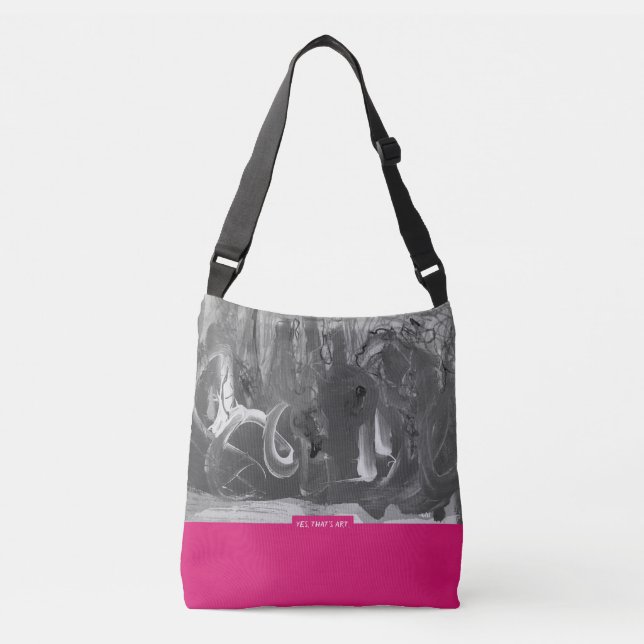 Sac Ajustable Fuchsia&Grey, Abstract art (Devant)