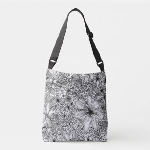 Sac Ajustable Fun Whimsal Funky Black and White Floral