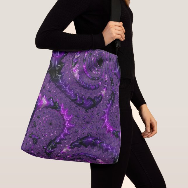 Sac Ajustable Funky Bold Boho Purple Digital Abstrait Fractal (De près)
