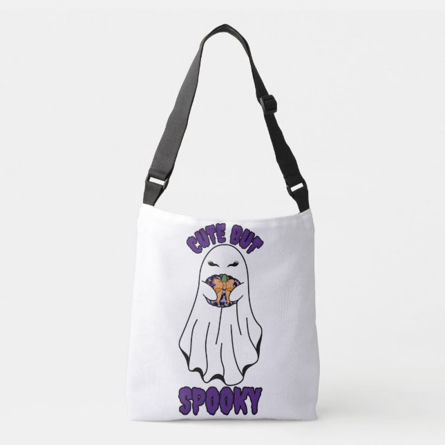 Sac Ajustable Ghost d'Halloween mignon mais Éffrayant tenant un  (Devant)