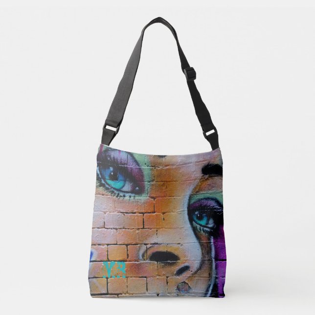 Sac Ajustable Graffiti Girl Purple Blue Eyes Monogramme (Devant)