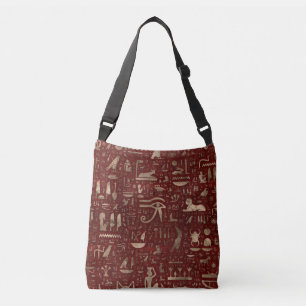 Sac Ajustable Hiéroglyphes égyptiens antiques cuir et or rouges