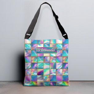Sac Ajustable Holographe élégant tendance fausse or géométrique