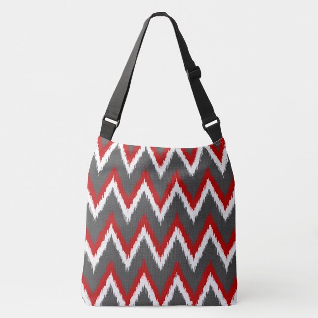 Sac Ajustable Ikat Chevron Stripes - Rouge, Blanc et Gris / Gris (Devant)