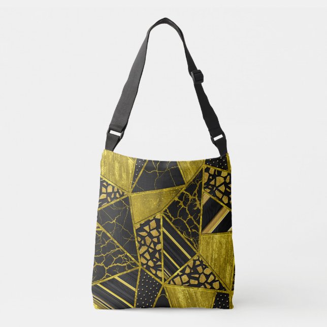 Sac Ajustable Illusion de texture du triangle noir or (Devant)