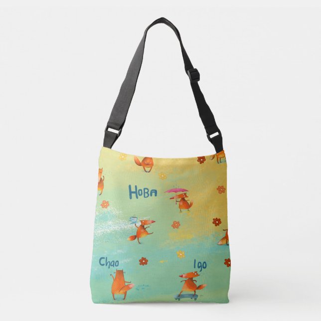 Sac Ajustable Illustration artisanale de l'aquarelle Funny Fox (Devant)