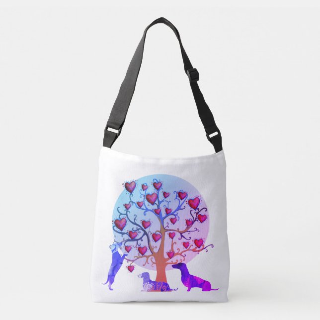 Sac Ajustable Illustration de la Saint-Valentin, Dachshunds Bag (Devant)
