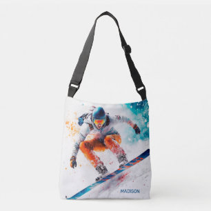 Sac Ajustable Illustration de snowboarder de nom personnalisé