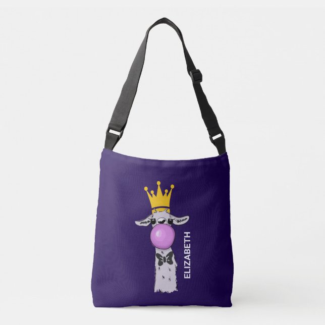 Sac Ajustable Illustration drôle de lama soufflant une bulle ros (Devant)