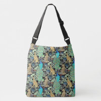 Impression de paon Art Nouveau, Turquoise & Neutre