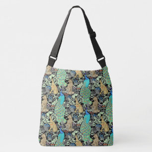 Sac Ajustable Impression de paon Art Nouveau, Turquoise & Neutre