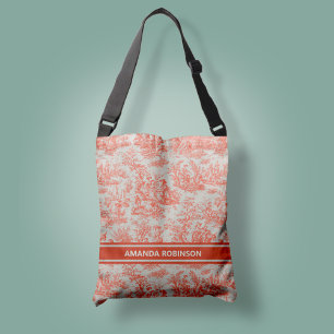 Sac Ajustable Imprimé chic vintage orange toile de jouy
