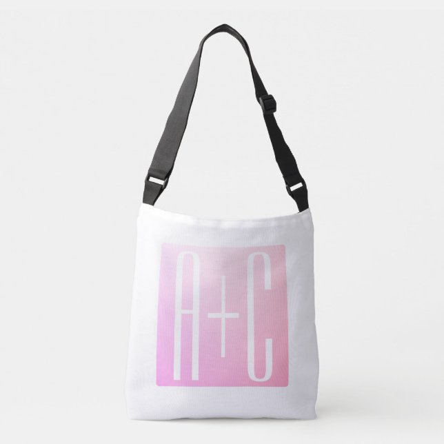Sac Ajustable Initiales de couple | Gradation rose subtile (Devant)