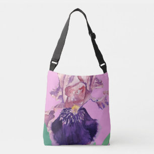 Sac Ajustable Iris Watercolor Purple Floral Fourre-tout Crobody