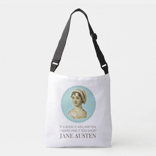 Sac Ajustable Jane Austen Portrait et citation sur la lecture (Devant)