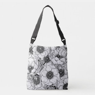 Sac Ajustable Jardin d'anémones en noir et blanc