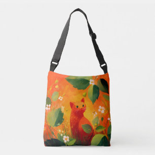 Sac Ajustable Jardin de fleurs sauvages au chat rouge fantaisist
