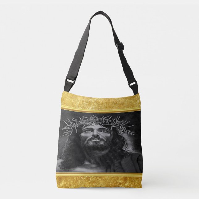 Sac Ajustable Jésus regardant dans le ciel avec une feuille d'or (Devant)
