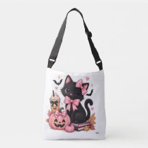 Joli Chat Noir Coquette Halloween avec des Rubans