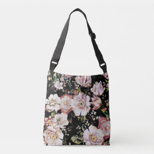 Sac Ajustable joli chic girly rose noir floral