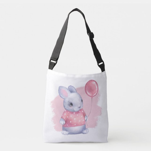 Sac Ajustable Joli lapin avec ballon rose (Devant)