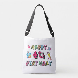 Sac Ajustable Joyeux 4e anniversaire. 4 ans b-jour.