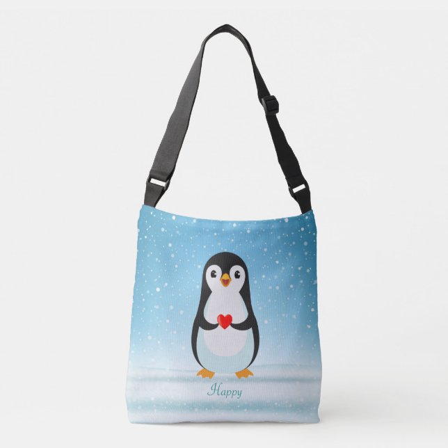 Sac Ajustable Joyeux pingouin tenant un coeur (Devant)