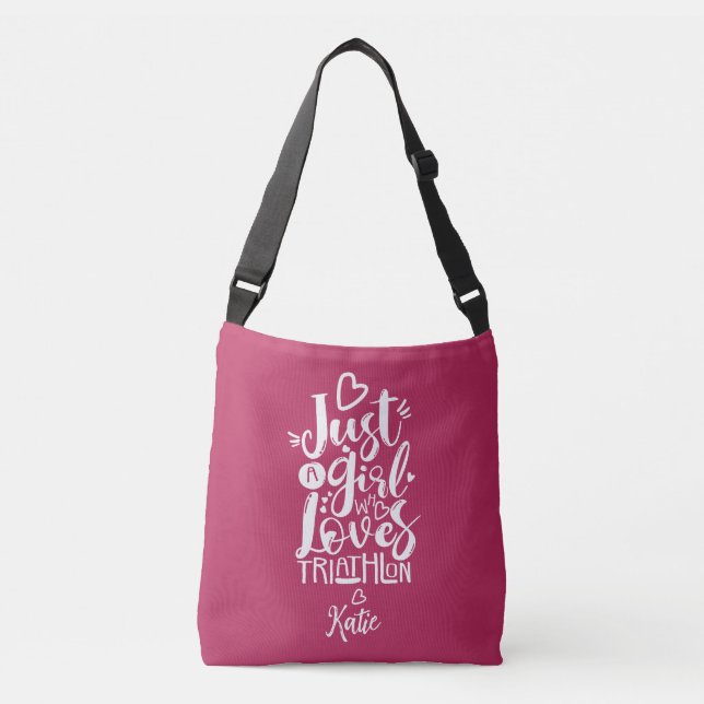 Sac Ajustable Juste Une Cool Magenta Et Un Triathlon Blanc (Devant)