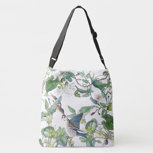 Sac Ajustable La gloire de matin d'oiseaux d'oiseau bleu fleurit (Dos)