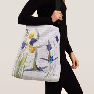 Sac Ajustable La jonquille bleue d'oiseaux de colibri fleurit