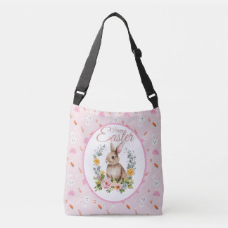 Sac Ajustable Lapin de Pâques aquarelle mignon Couronne florale