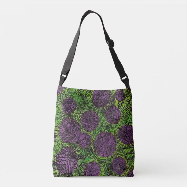 Sac Ajustable L'art Abstrait vert et violet (Dos)