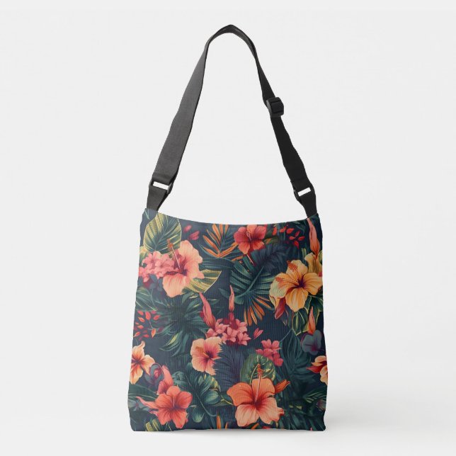 Sac Ajustable Les Fleurs D'Hibiscus, Un Modèle Floral Tropical (Devant)