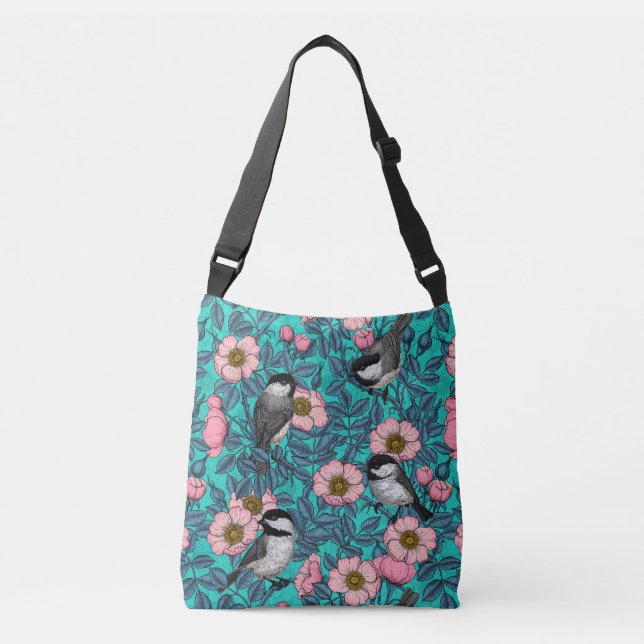 Sac Ajustable Les poulets dans la nature rose, rose et bleu (Devant)