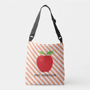 Sac Ajustable Les rayures oranges, Apple rouge ont personnalisé
