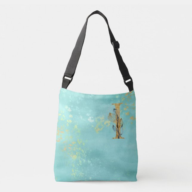 Sac Ajustable *~ LETTRE I - Parties scintillant d'or Monogramme  (Devant)