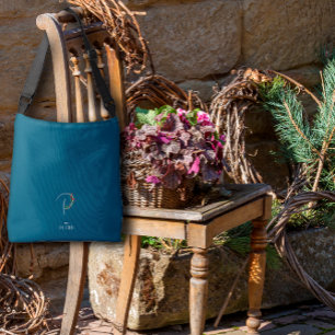 Sac Ajustable Lettre monogramme aquarelle P infirmière bleu fonc
